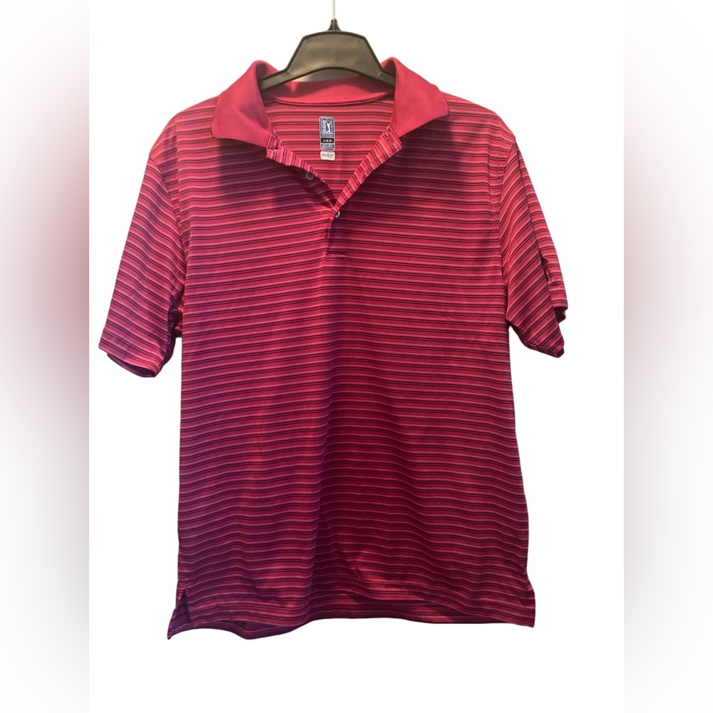PGA Tour Men's Polo in Red Stripes